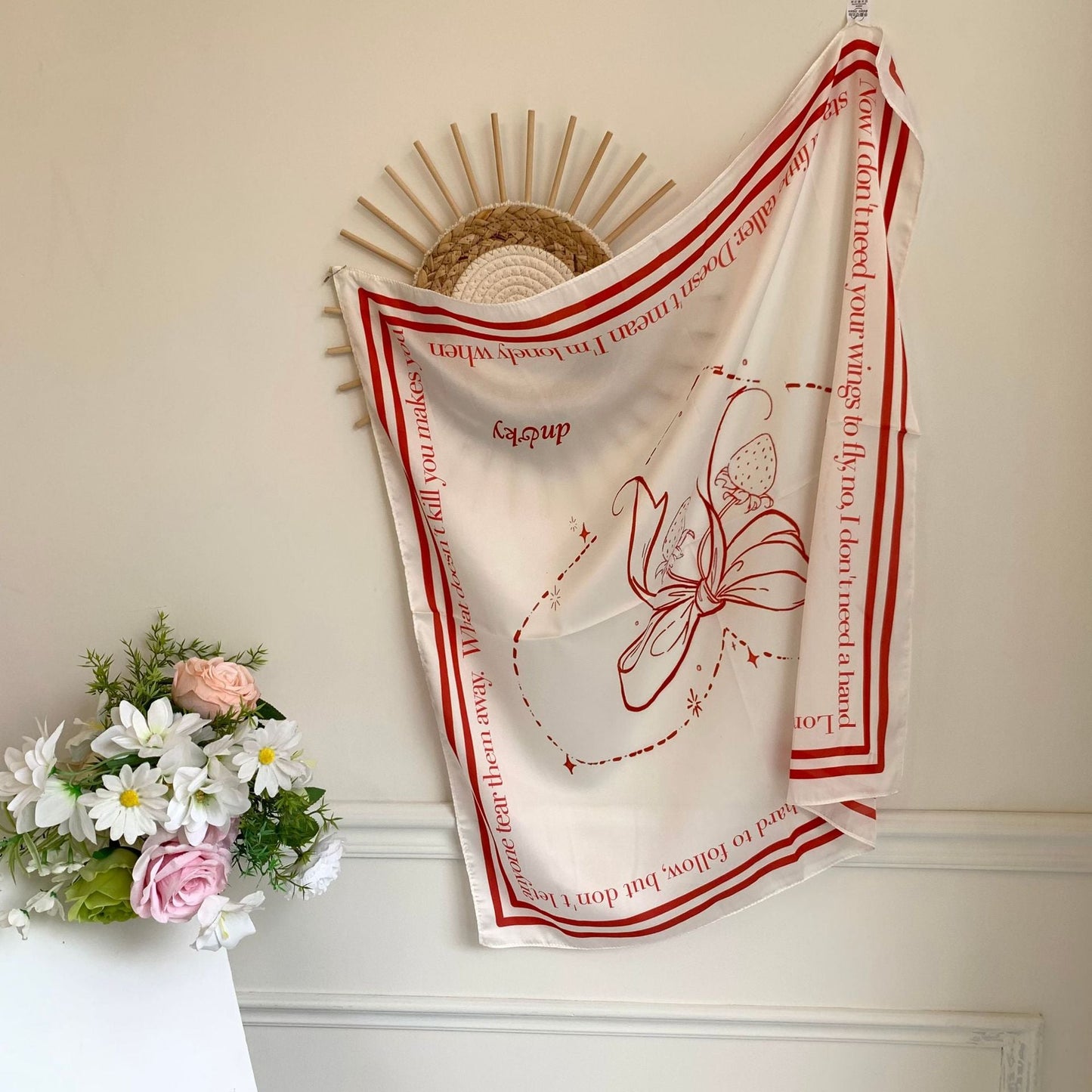 Love Flower Colorful Print Square Scarf