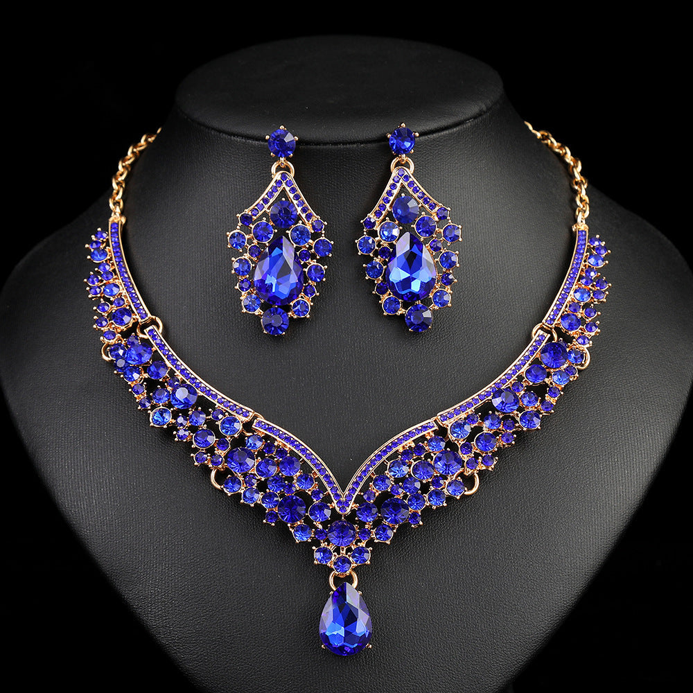 Vintage Statement Necklace Set Luxurious Crystal Jewelry for Evening Wear