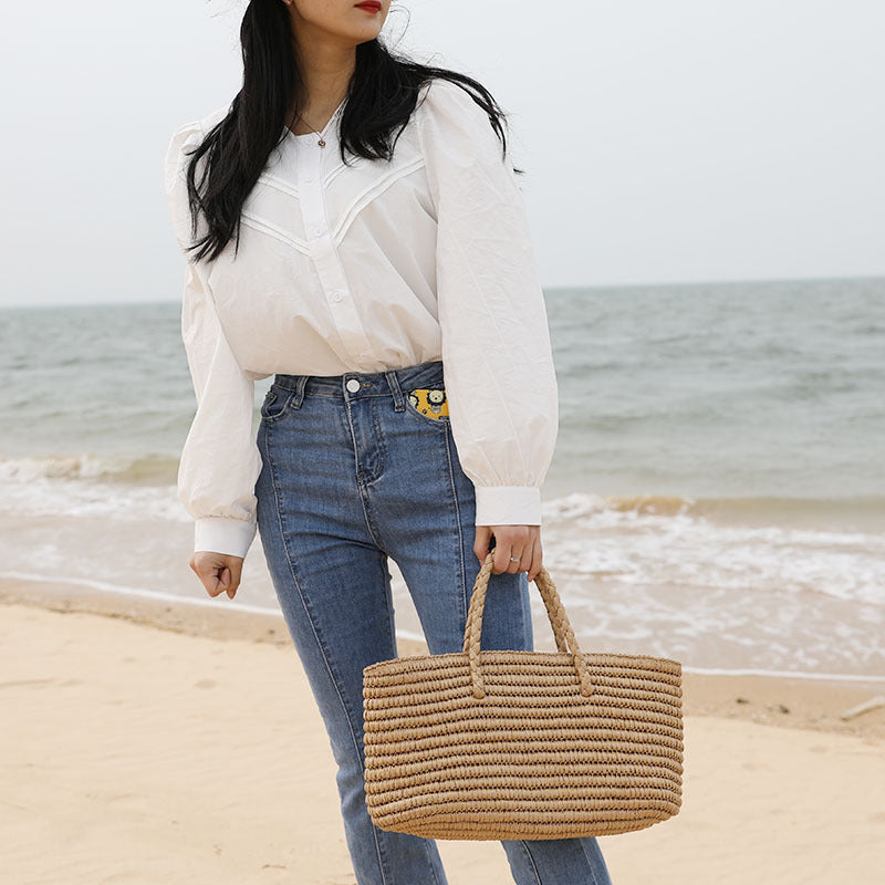 Large Capacity Woven Simple Beach Handbag