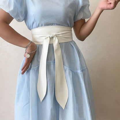 Trendy Wrap Wide Cinch PU Obi Belt