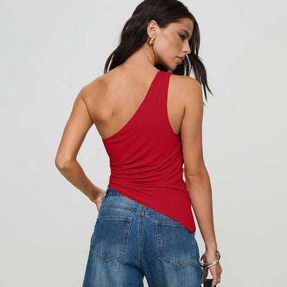 Trendy One-Shoulder Slim Fit Top for Casual Wear