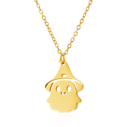 Halloween Pumpkin Ghost Pendant Necklace