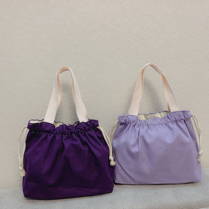 Plain Minimalist Japanese Bento Bag Canvas Drawstring Tote