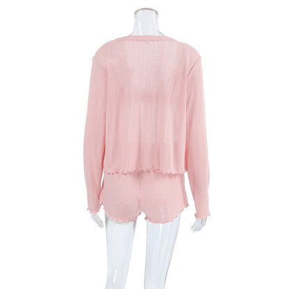 3PCS Solid Color Knit Homewear Sets