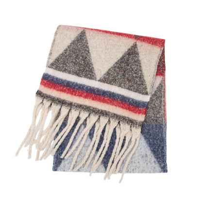 Winter Cozy Tassel Color Block Warm Scarf