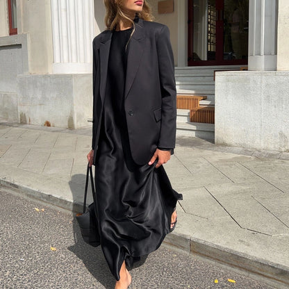 Elegant Long Sleeve Bodycon Satin Dress