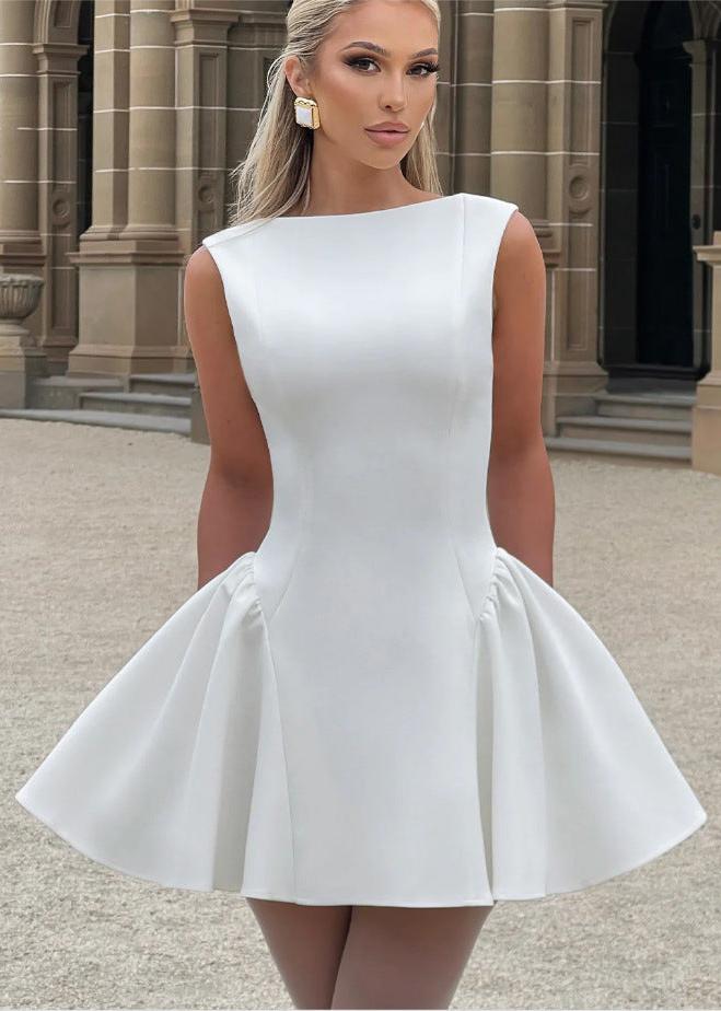 Cocktail Dress High Neckline Flared Skirt