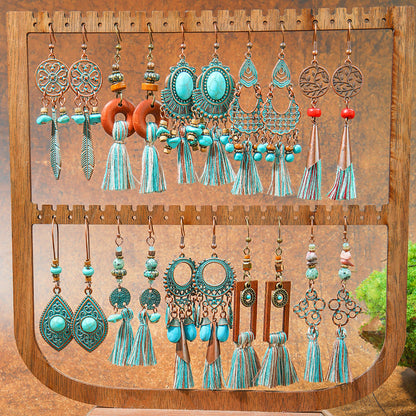 Bohemian Vintage Tassel Earrings Set Handmade Zinc Alloy Accessories