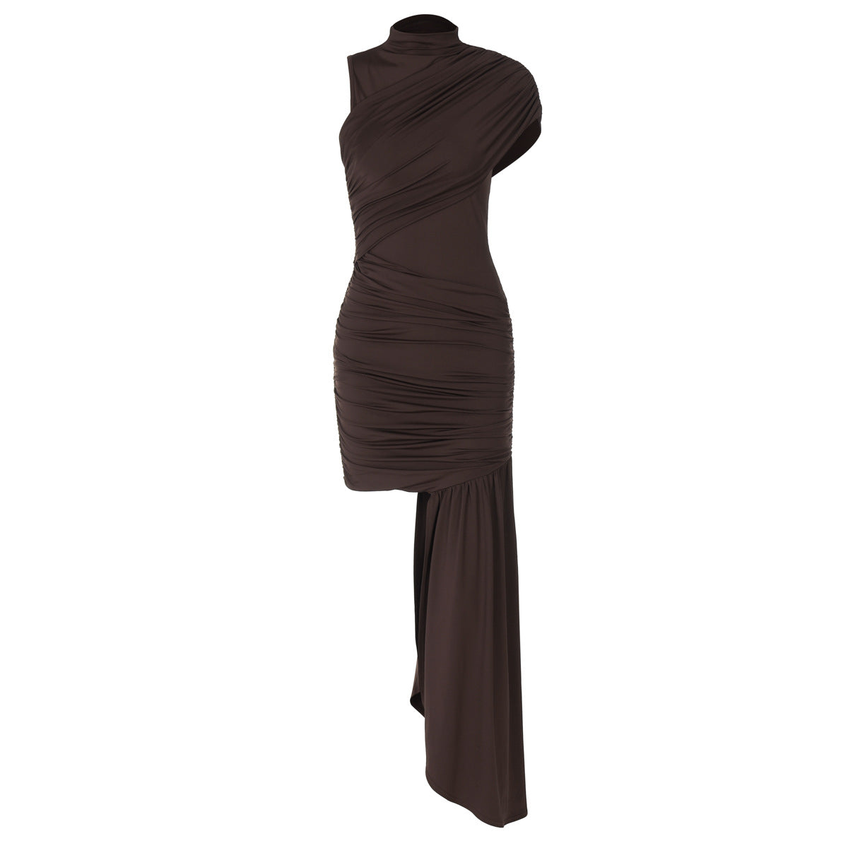 Fashionable Bodycon Sleeveless Dress with Ruched Design