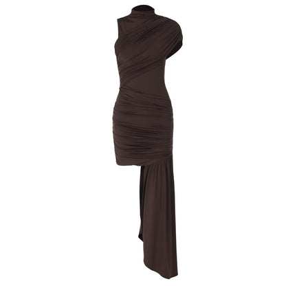 Fashionable Bodycon Sleeveless Dress with Ruched Design