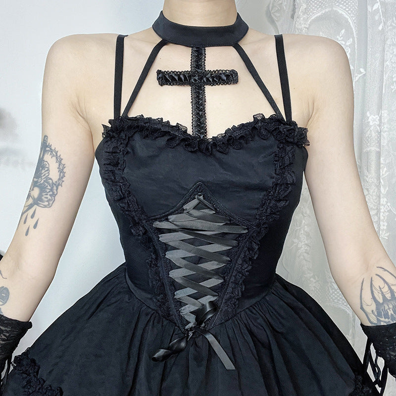 Summer Cross Neck Bodycon Dress With Lace Trim