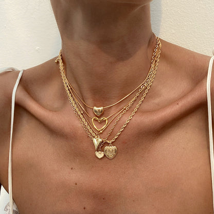 Trendy Ins Metal Ribbon Bow Necklace With Pearl Heart Pendant