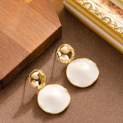 French Chic Minimalist Enamel Dangle Earrings For Women