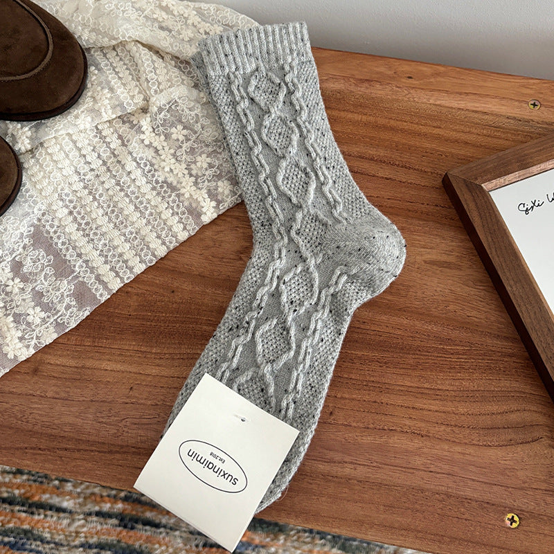 Trendy Cable Knit Wool Warm Crew Socks