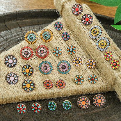 Colorful Bohemian Flower Drop Earrings Stylish Zinc Alloy Jewelry