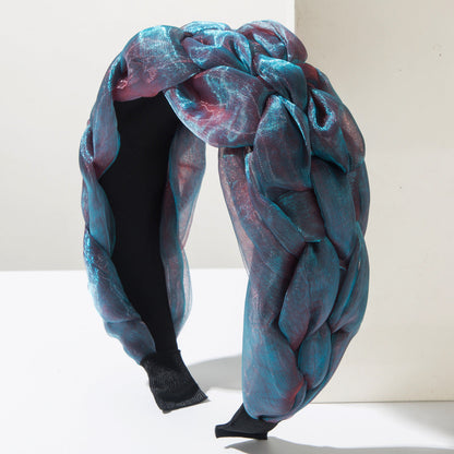 Trendy Wide Brim Braided Fabric Headband for Women