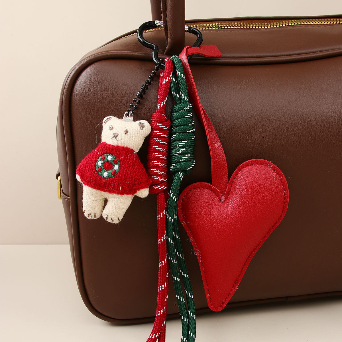 Creative Knit Beanie Christmas Theme Bag Charm