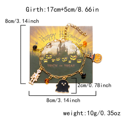 Cute Pumpkin Ghost Halloween Charm Bracelet