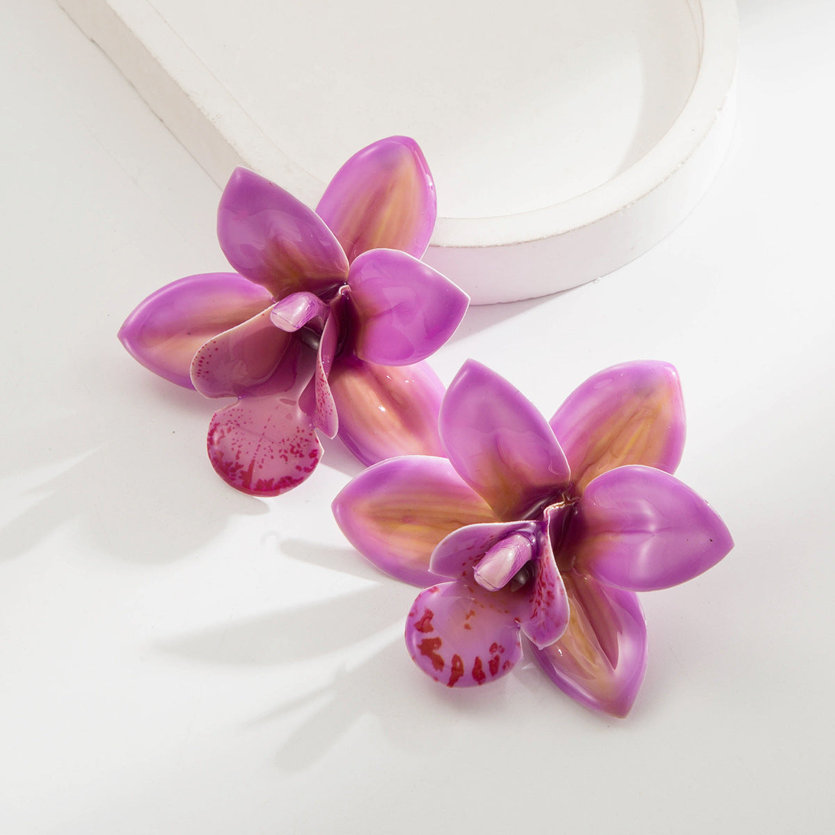Flower Drop Resin Earrings S925 Silver Studs for Women