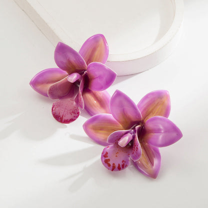 Flower Drop Resin Earrings S925 Silver Studs for Women