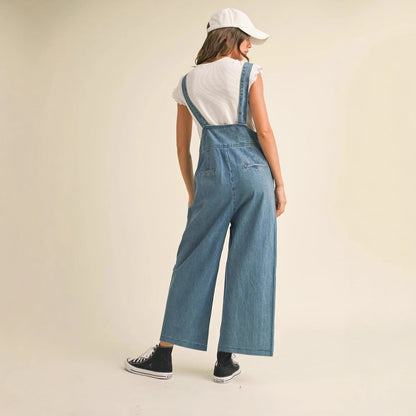Vintage Style Loose-Fit Denim Overalls for Women