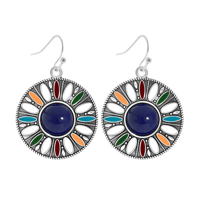 Bohemian Style Round Drop Earrings Geometric Alloy Jewelry