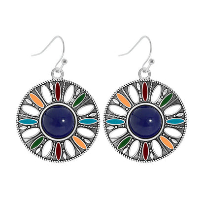 Bohemian Style Round Drop Earrings Geometric Alloy Jewelry