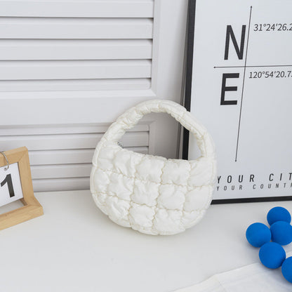 Mini Cloud Bag with Ruching Stylish Nylon Tote