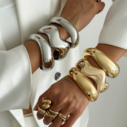 Geometric Metal Cuff Bracelet Bold Design