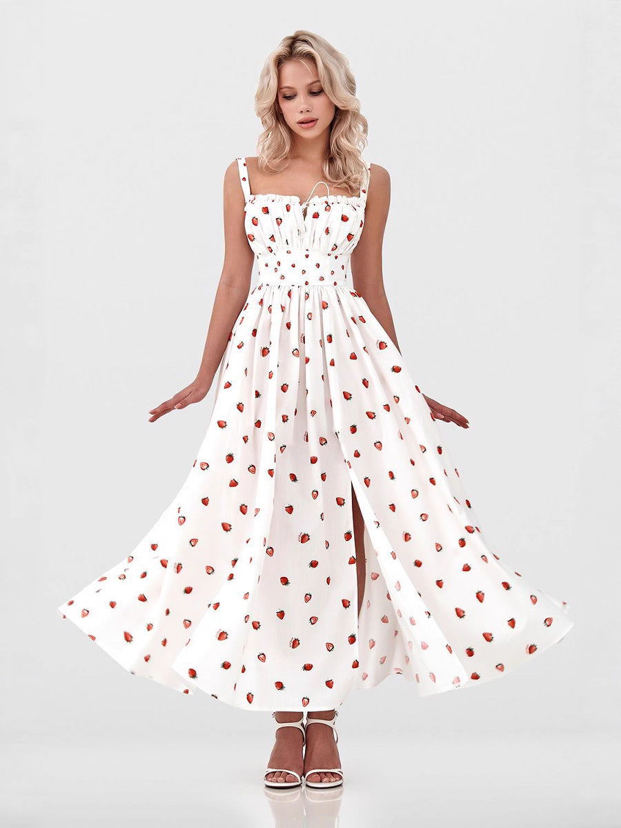 Floral Print V Neck High Waist Maxi Dress