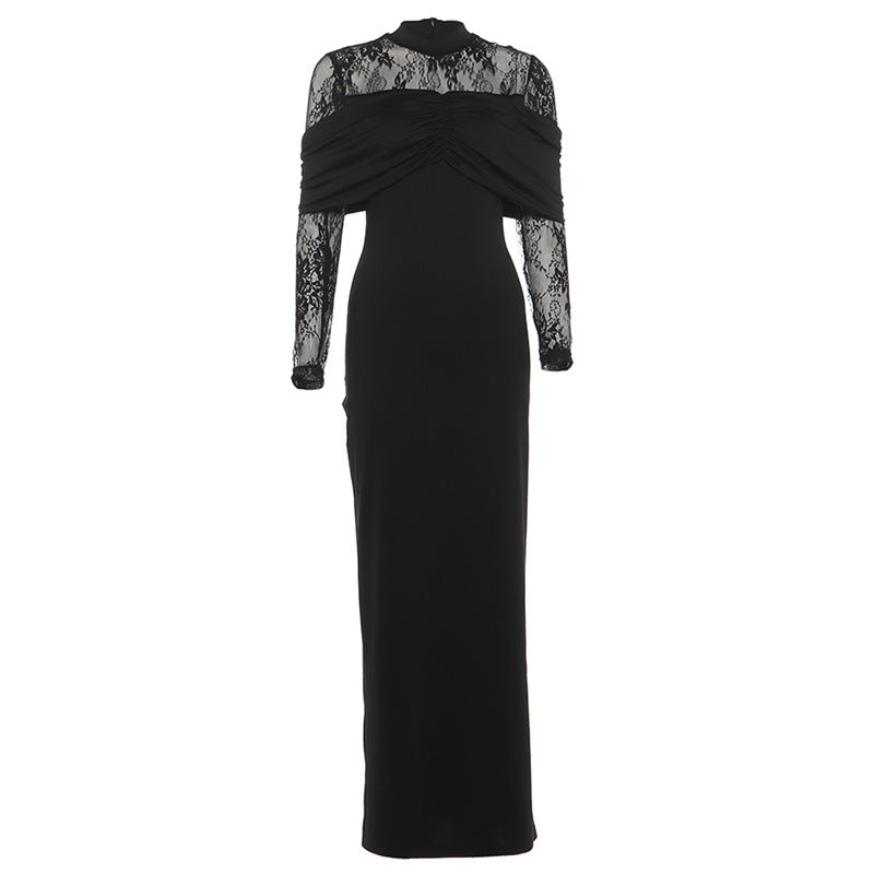 Elegant Lace-Trimmed Bodycon Midi Dress