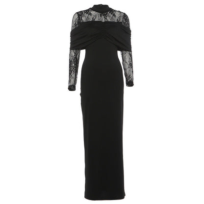 Elegant Lace-Trimmed Bodycon Midi Dress