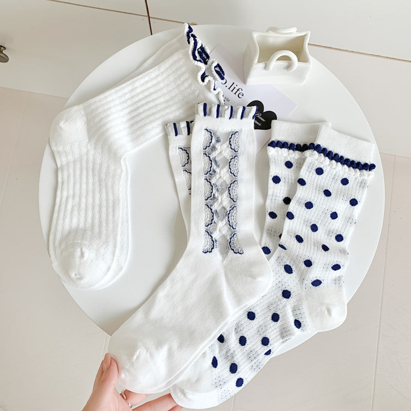 Rufia - Adorable White Rolled Edge Sheer Socks