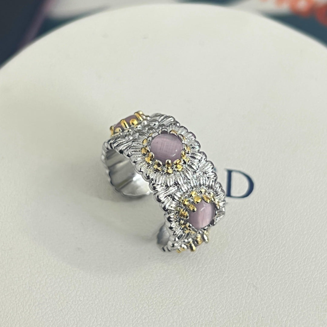 Vintage Flower Adjustable Open Ring