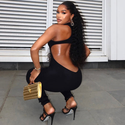 Casual Hollow Out Backless Jumpsuit For Women