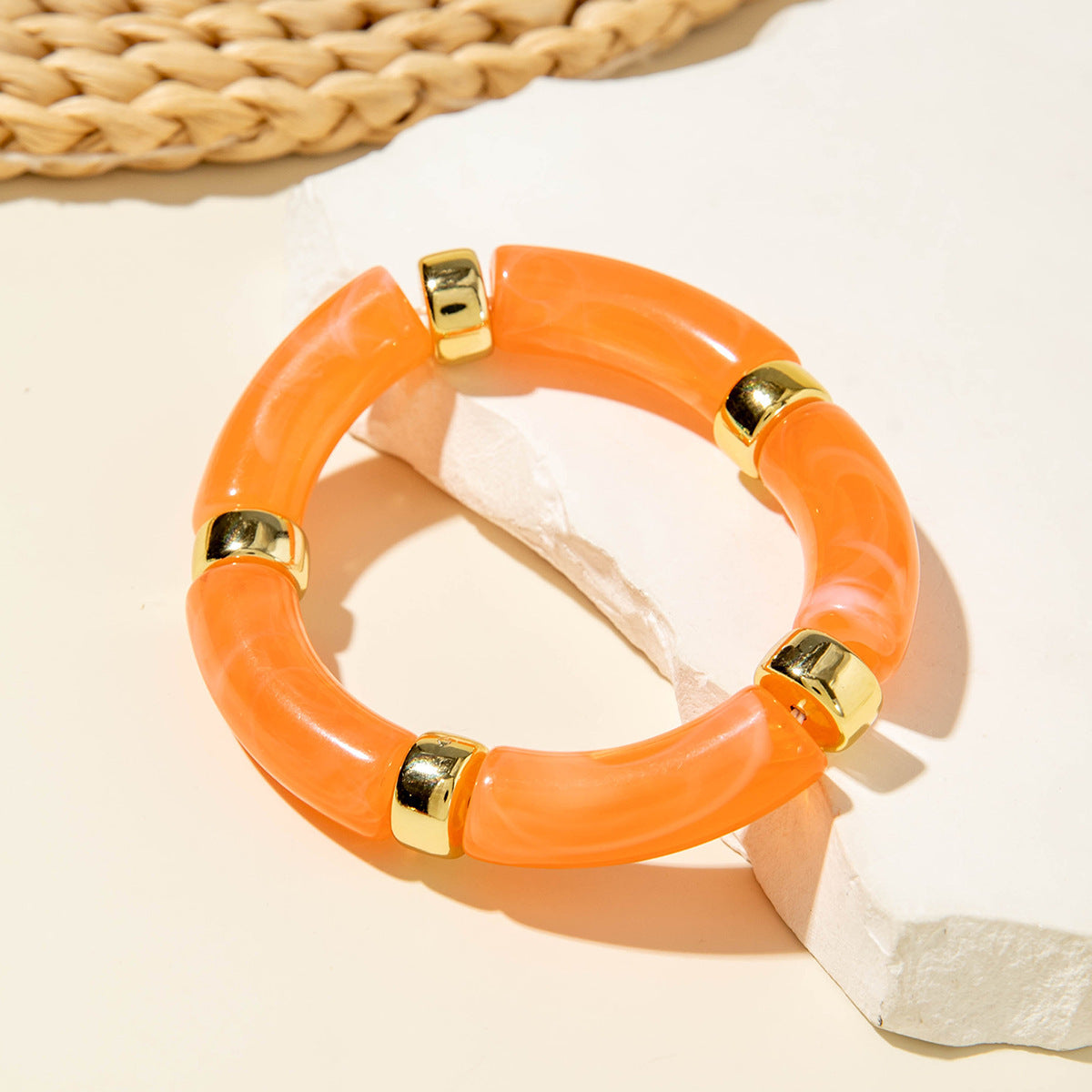 Exaggerated Acrylic Bead Bracelet Set Colorful Retro Jewelry