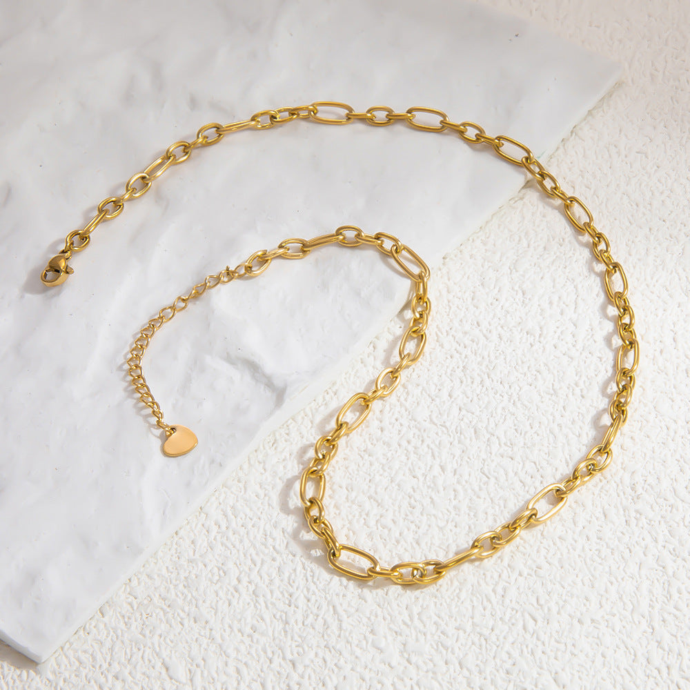 Geometric Stainless Steel 18k Gold Plated Layered Necklace for Women