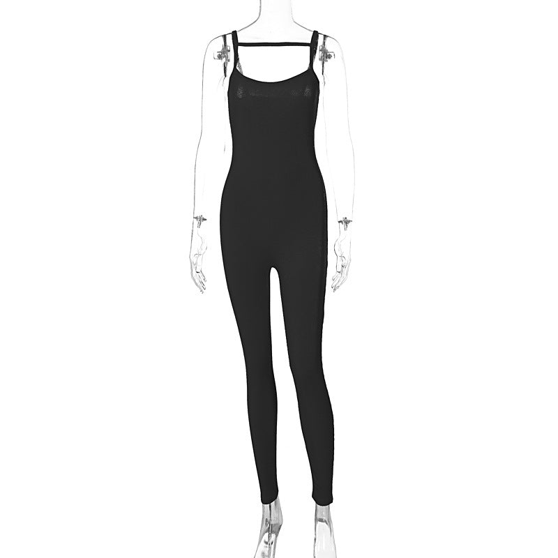 Trendy Solid Color Slim Fit Jumpsuit for Women