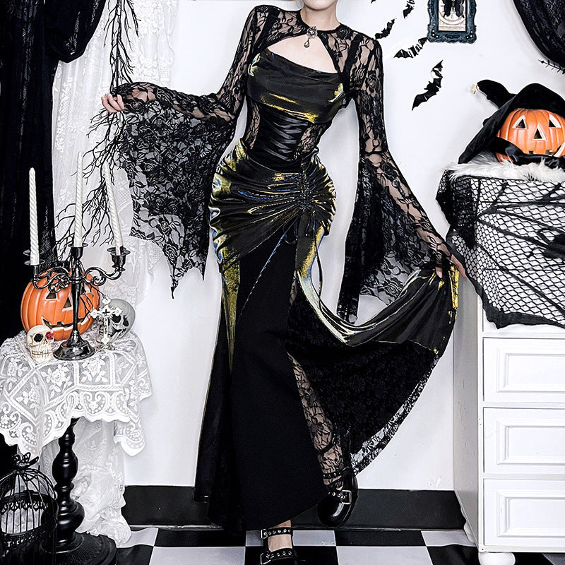 Batwing Sleeve Lace Open Blouse for Women