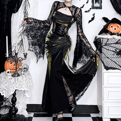 Batwing Sleeve Lace Open Blouse for Women