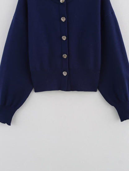 2-Piece Button Down Cardigan Mini Skirt Outfit Set