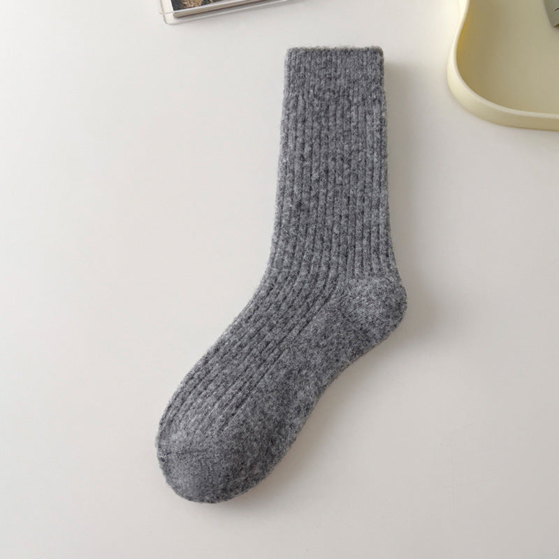 Vintage Thicken Warm Wool Solid Crew Socks