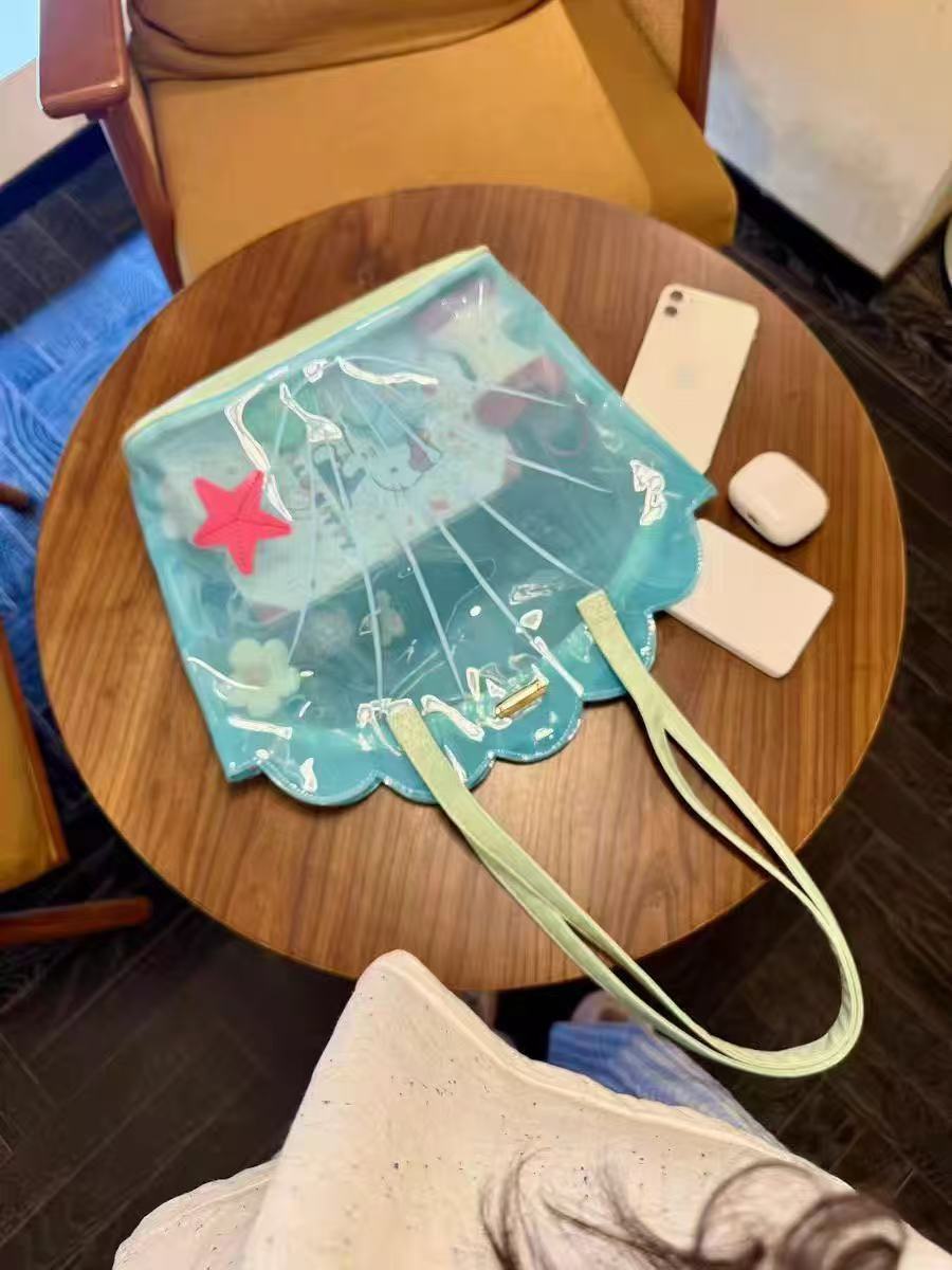 Transparent Shell Shoulder Bag Stylish PVC Tote for Everyday Use