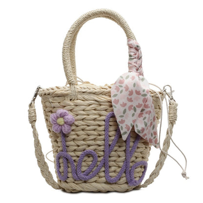 Trendy Beach Tote Bag With Letter Decoration And Scarf