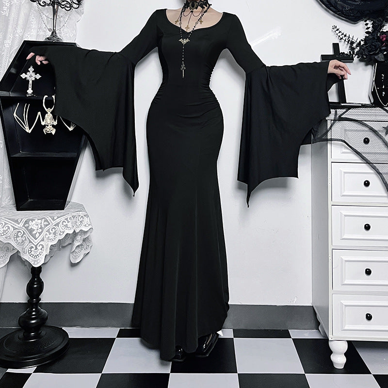 Chic Batwing Sleeve Mermaid Dress Elegant Polyester Summer Style