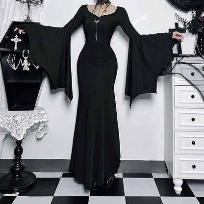 Chic Batwing Sleeve Mermaid Dress Elegant Polyester Summer Style