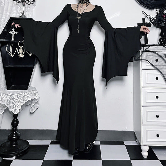 Chic Batwing Sleeve Mermaid Dress Elegant Polyester Summer Style