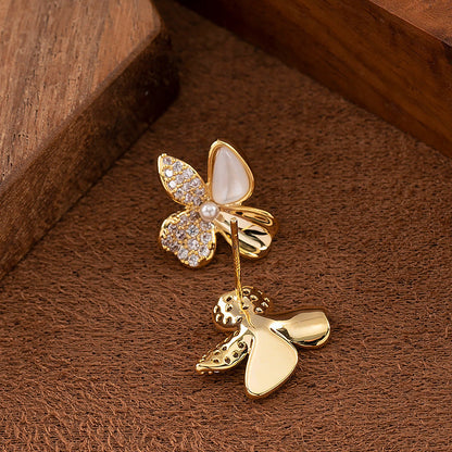Elegant Shell Butterfly Pearl Earrings With 925 Silver Posts