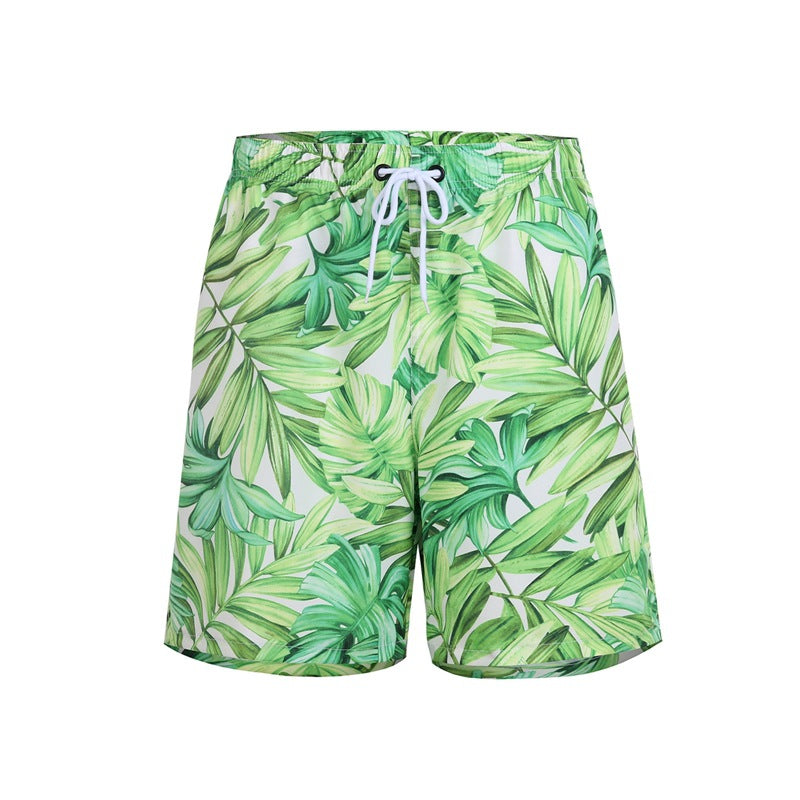 Men'S Parental Swim Trunks Floral Print Polyester Beach Shorts