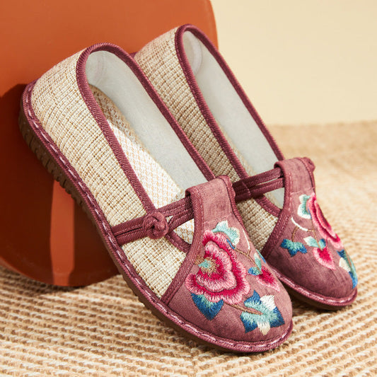 Ethnic Style New Fashion Single Shoes Woven Embroidered Shoes Soft Sole Mom'S Shoes